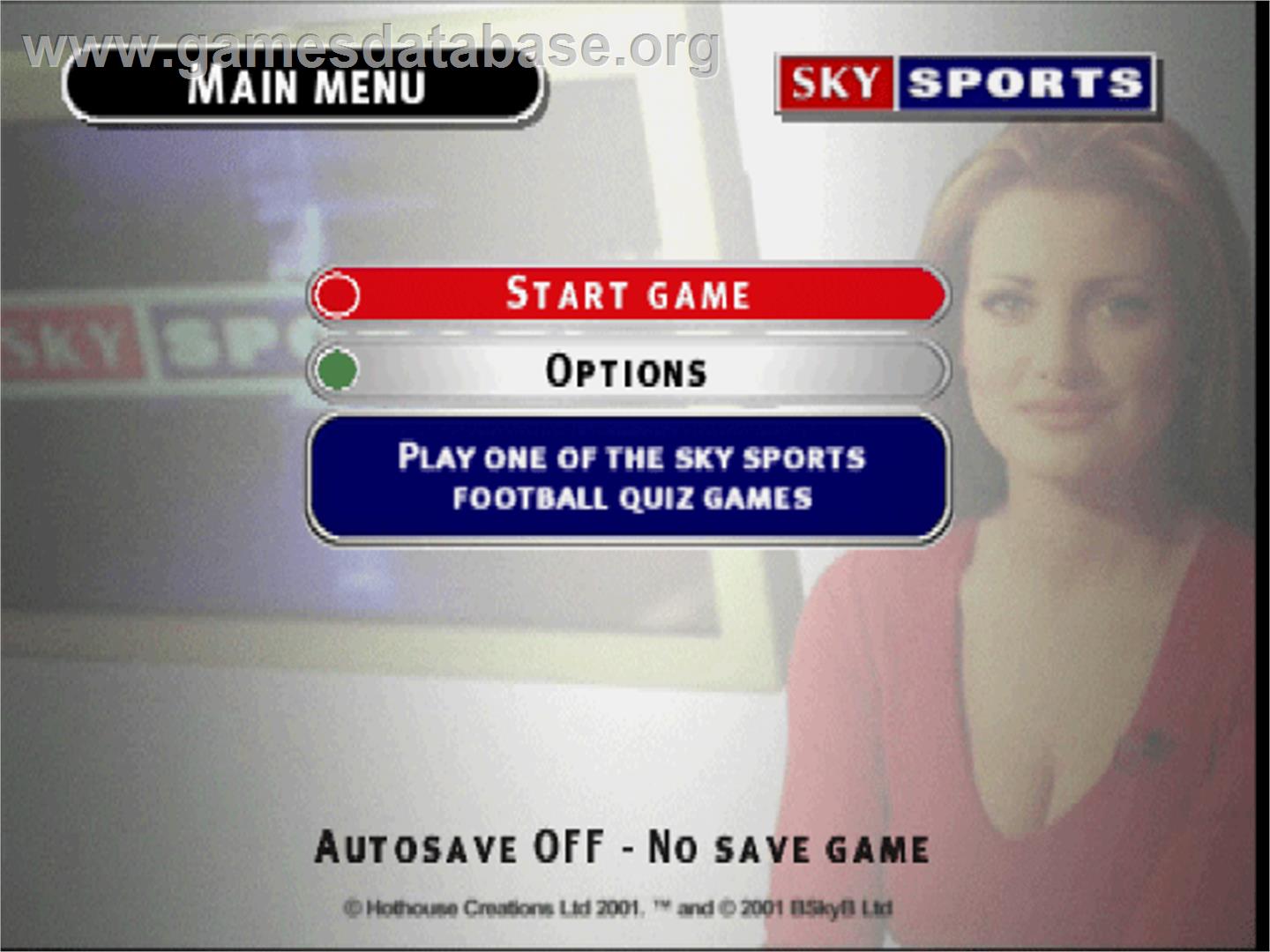Sky Sports Football Quiz - Sony Playstation - Artwork - Title Screen