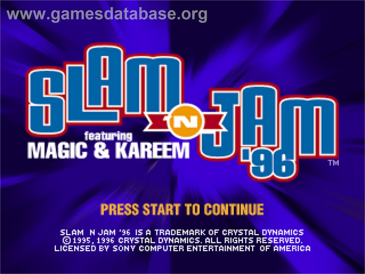 Slam'n'jam '96 Featuring Magic And Kareem - Sony Playstation - Artwork - Title Screen