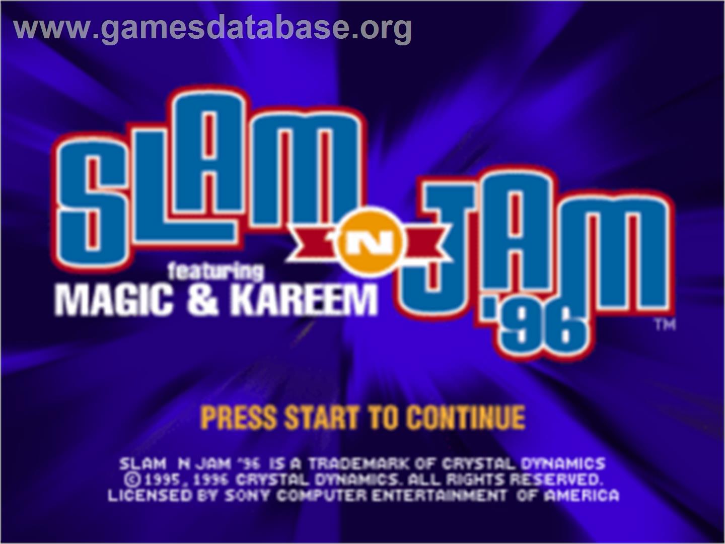 Slam 'N Jam '96 featuring Magic and Kareem - Sony Playstation - Artwork - Title Screen