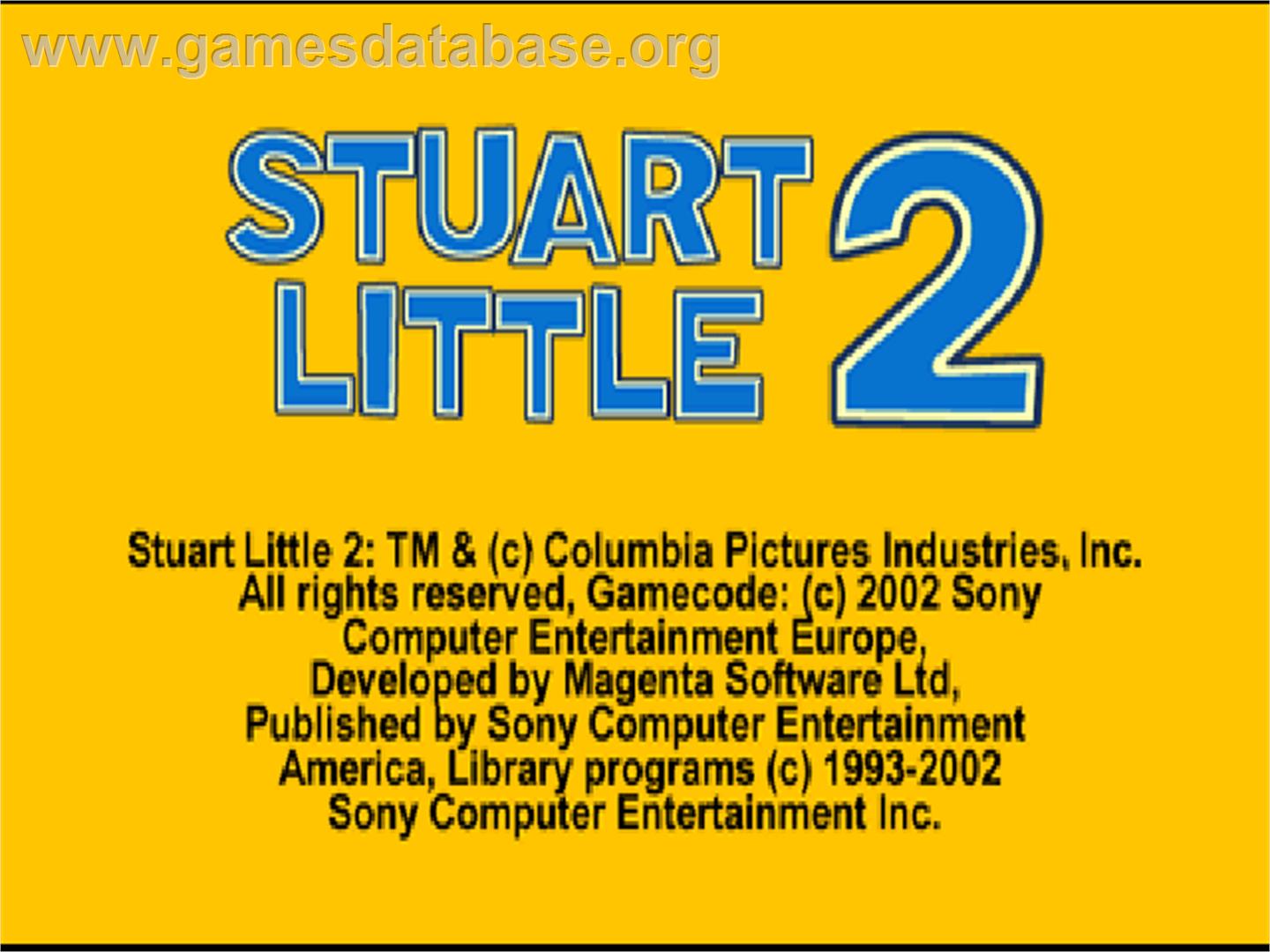 Stuart Little 2 - Sony Playstation - Artwork - Title Screen
