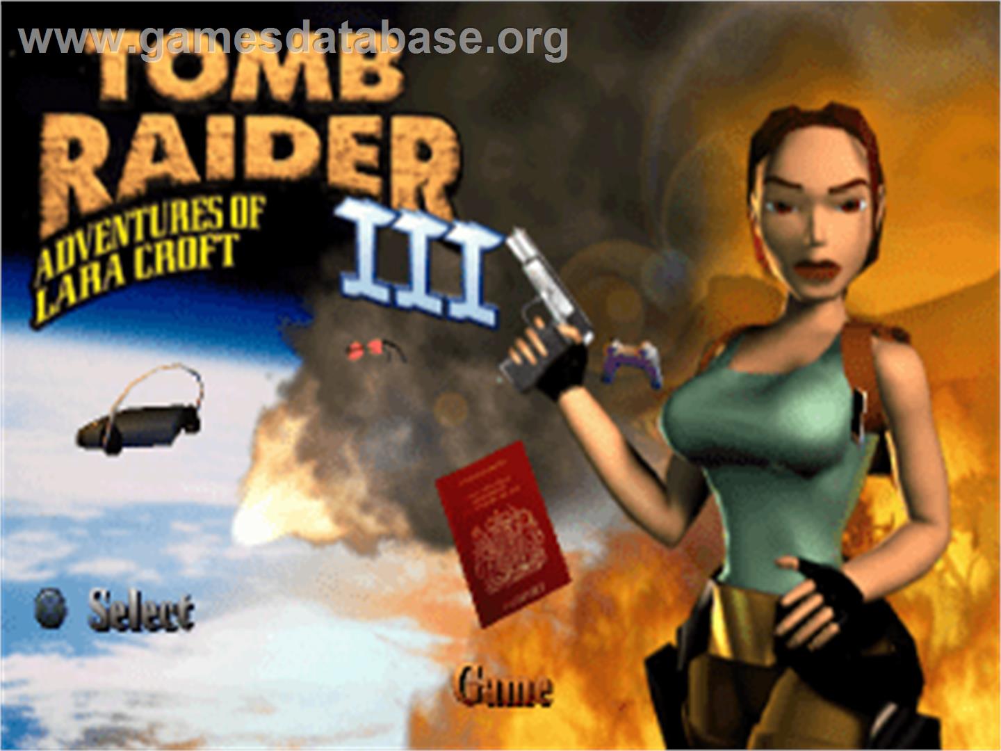 Tomb Raider III: Adventures of Lara Croft - Sony Playstation - Artwork - Title Screen