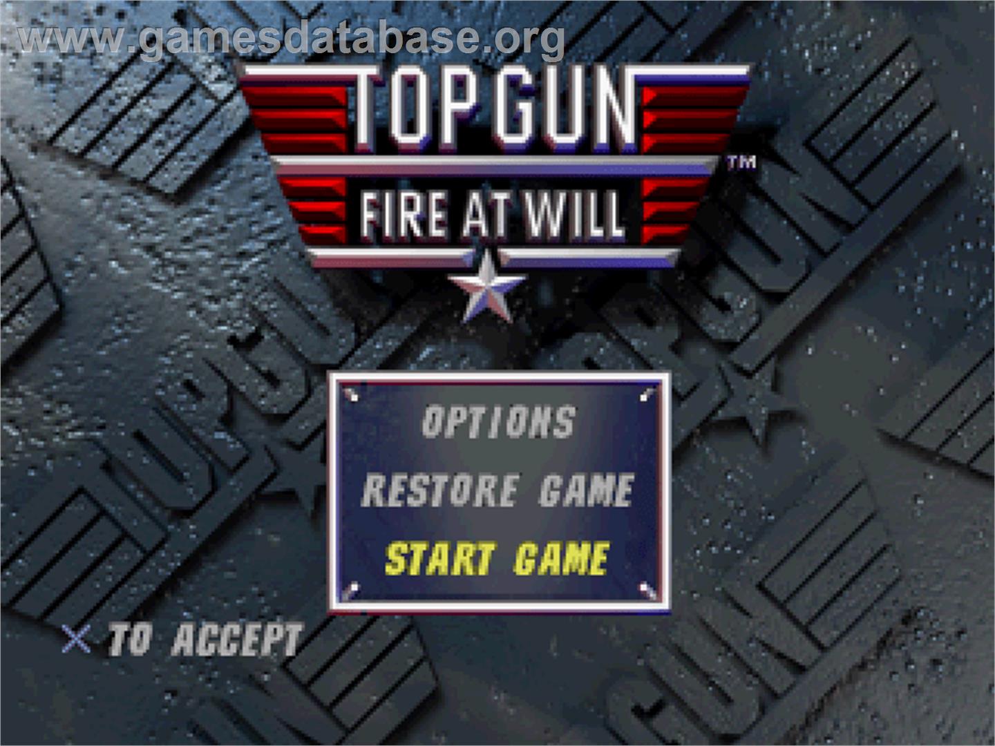 Top Gun - Fire At Will - Sony Playstation - Artwork - Title Screen
