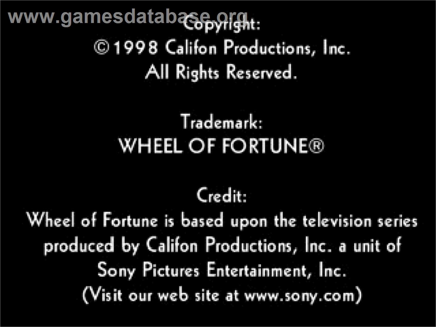 Wheel Of Fortune - Sony Playstation - Artwork - Title Screen