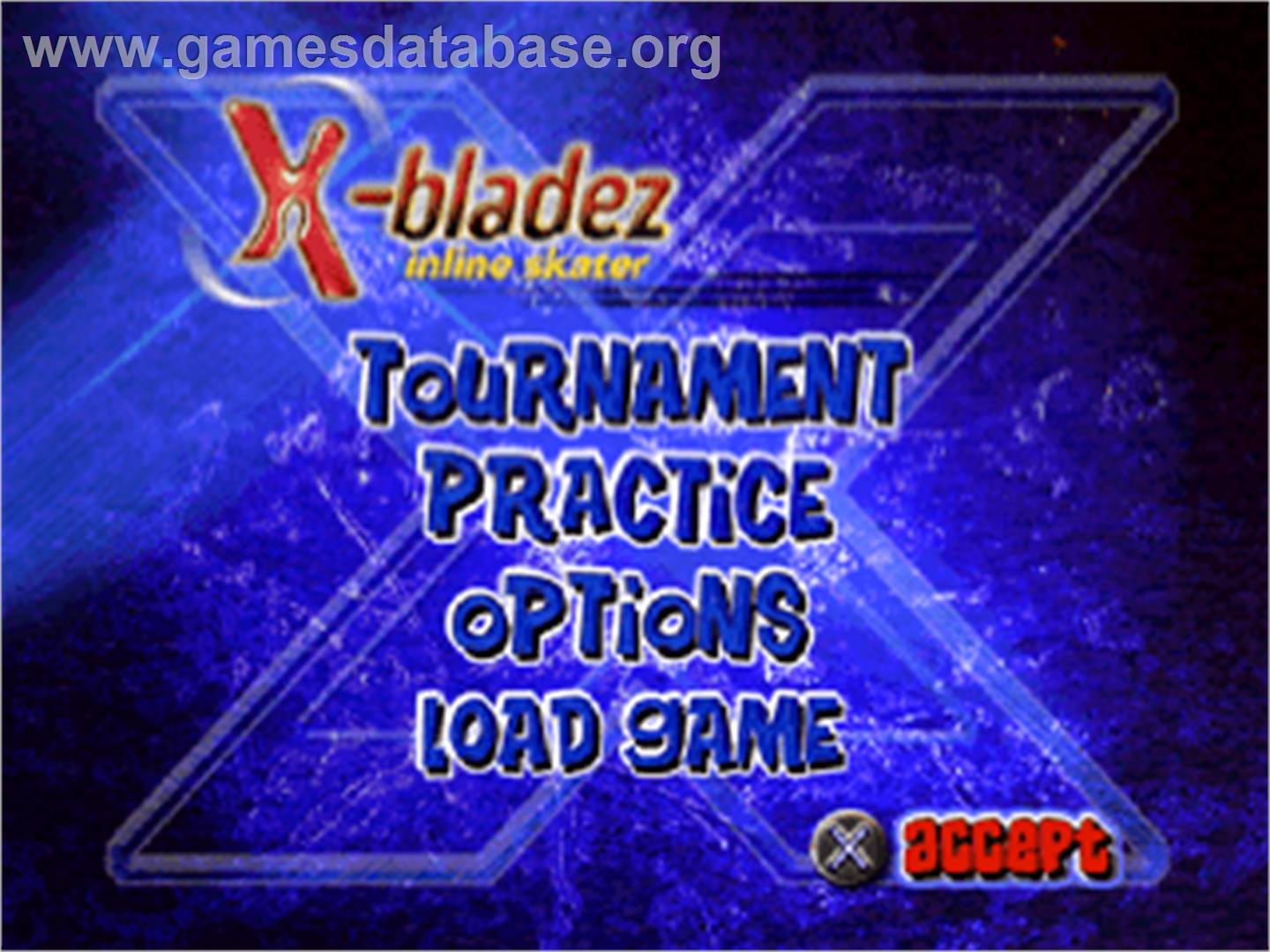 X-Bladez: Inline Skater - Sony Playstation - Artwork - Title Screen