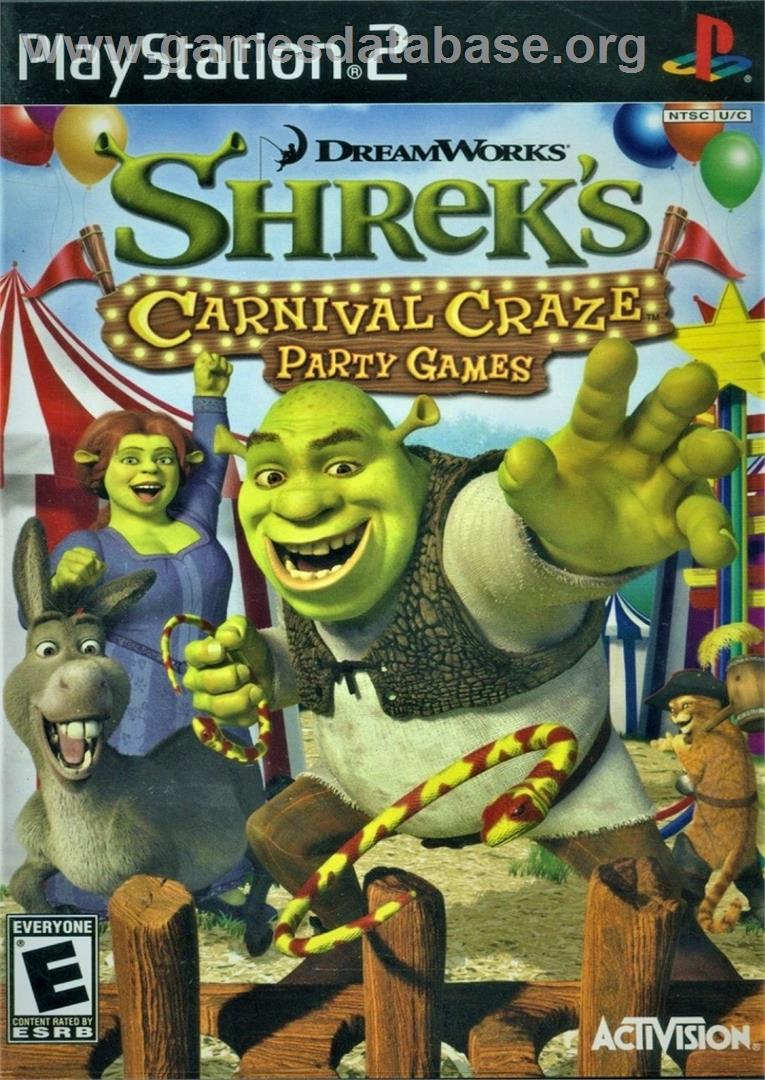 Dreamworks Shrek's Carnival Craze - Party Games - Sony Playstation 2 - Artwork - Box