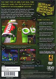 Box back cover for Army Men - RTS on the Sony Playstation 2.