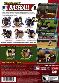 Box back cover for Backyard Baseball on the Sony Playstation 2.