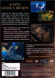 Box back cover for Baldur's Gate - Dark Alliance on the Sony Playstation 2.
