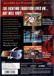 Box back cover for Bloody Roar 3 on the Sony Playstation 2.