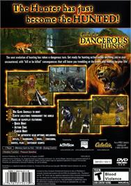 Box back cover for Cabela's Dangerous Hunts on the Sony Playstation 2.