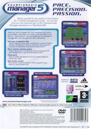 Box back cover for Championship Manager 5 on the Sony Playstation 2.