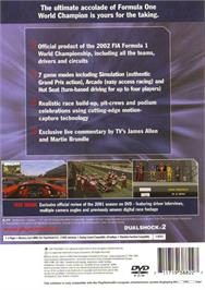 Box back cover for Formula One 2002 on the Sony Playstation 2.