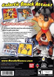 Box back cover for Galactic Wrestling Featuring Ultimate Muscle on the Sony Playstation 2.