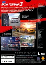 Box back cover for Gran Turismo 3 - A-spec on the Sony Playstation 2.