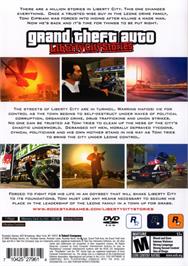 Box back cover for Grand Theft Auto - Liberty City Stories on the Sony Playstation 2.