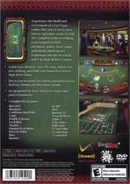 Box back cover for High Rollers Casino on the Sony Playstation 2.