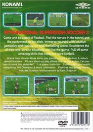 Box back cover for International Superstar Soccer 3 on the Sony Playstation 2.