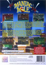 Box back cover for Maniac Mole on the Sony Playstation 2.