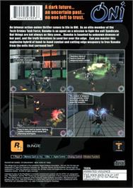 Box back cover for Oni on the Sony Playstation 2.