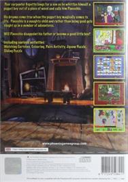 Box back cover for Pinocchio on the Sony Playstation 2.