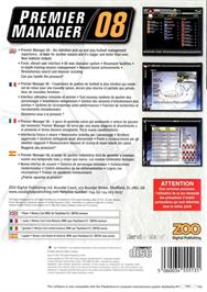 Box back cover for Premier Manager 08 on the Sony Playstation 2.