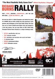 Box back cover for Richard Burns Rally on the Sony Playstation 2.