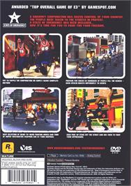 Box back cover for State Of Emergency on the Sony Playstation 2.