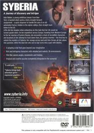 Box back cover for Syberia on the Sony Playstation 2.