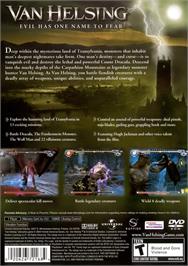Box back cover for Van Helsing on the Sony Playstation 2.
