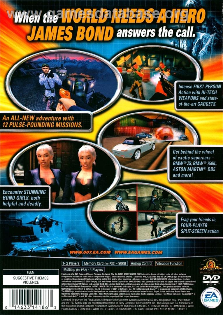 007 - Agent Under Fire - Sony Playstation 2 - Artwork - Box Back