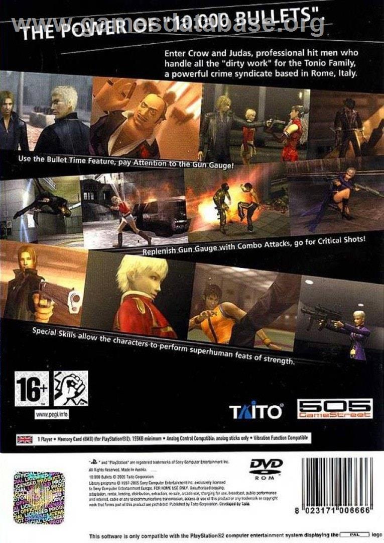 10.000 Bullets - Sony Playstation 2 - Artwork - Box Back