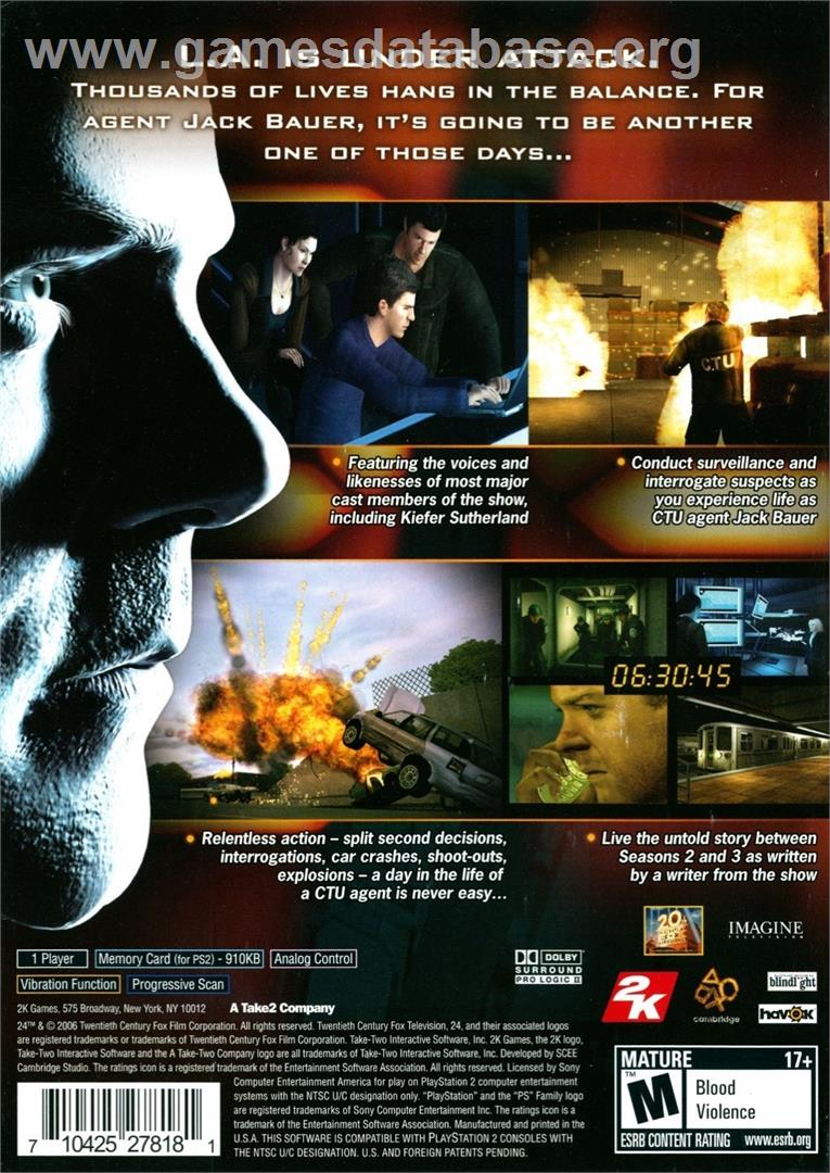 24 - The Game - Sony Playstation 2 - Artwork - Box Back