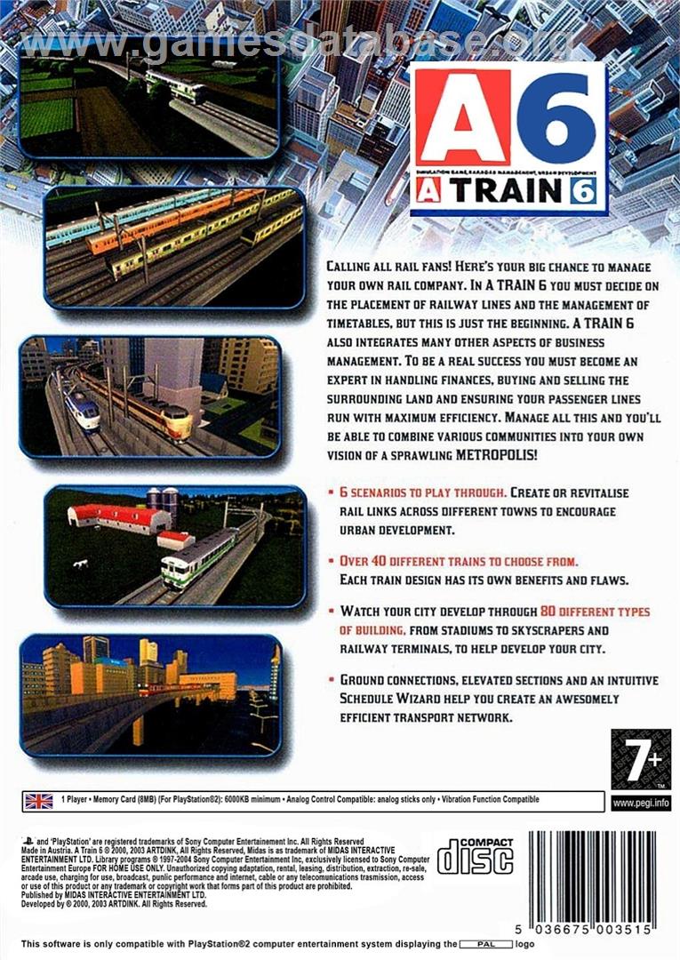 A-train 6 - Sony Playstation 2 - Artwork - Box Back