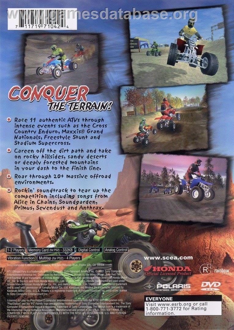 ATV Offroad - All Terrain Vehicle - Sony Playstation 2 - Artwork - Box Back