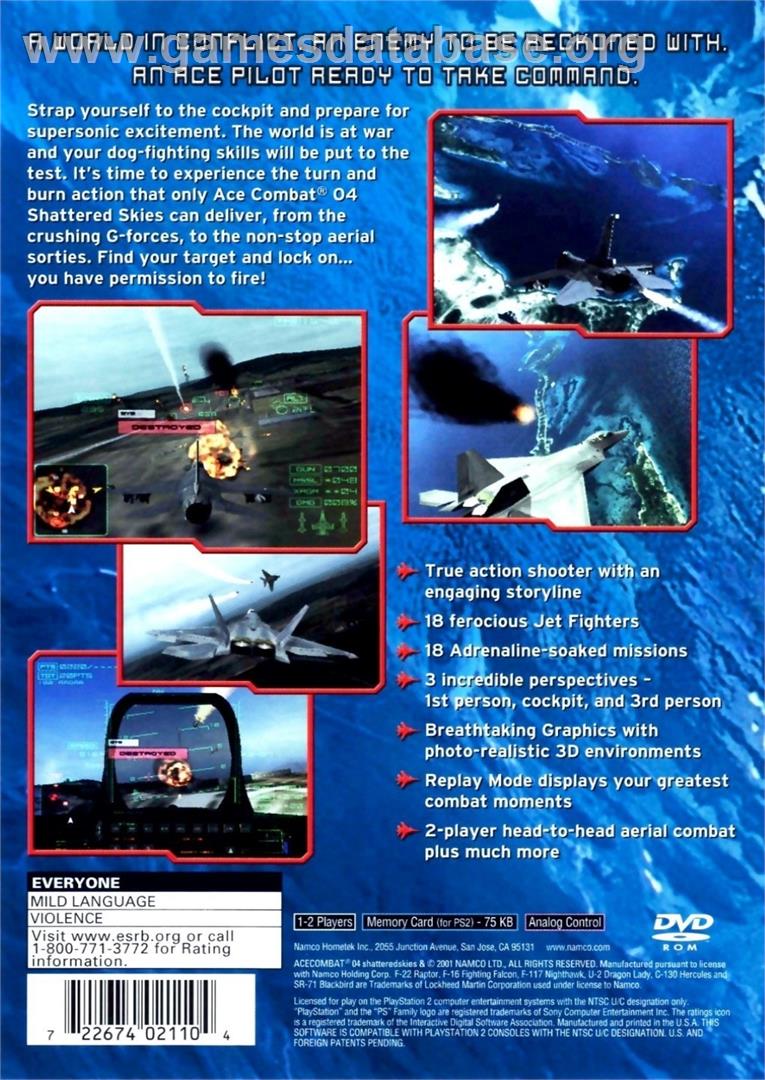 Ace Combat - Distant Thunder - Sony Playstation 2 - Artwork - Box Back