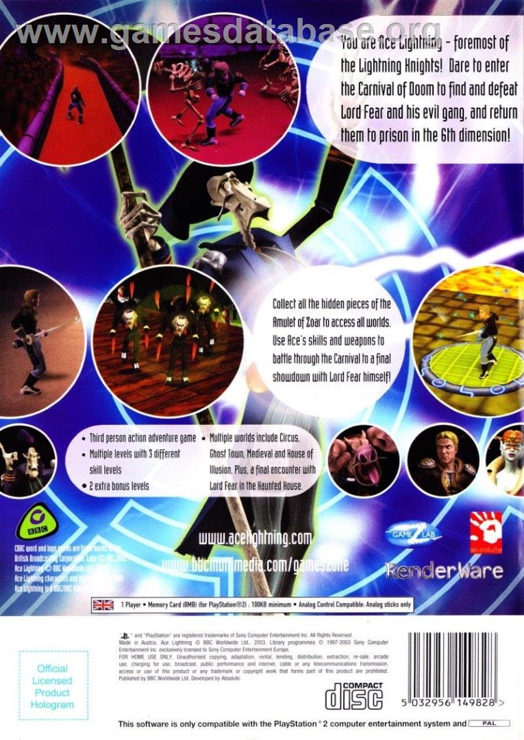 Ace Lightning - Sony Playstation 2 - Artwork - Box Back
