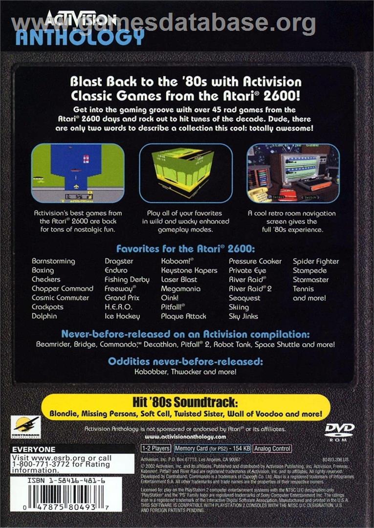 Activision Anthology - Sony Playstation 2 - Artwork - Box Back