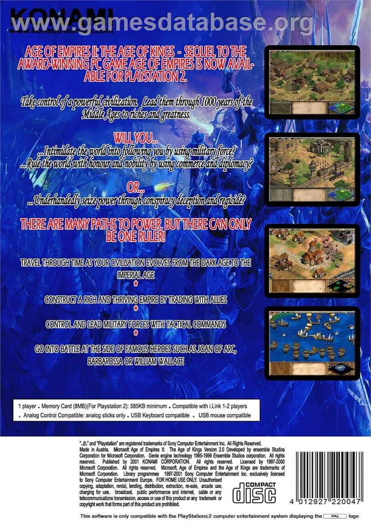 Age Of Empires 2 - The Age Of Kings - Sony Playstation 2 - Artwork - Box Back