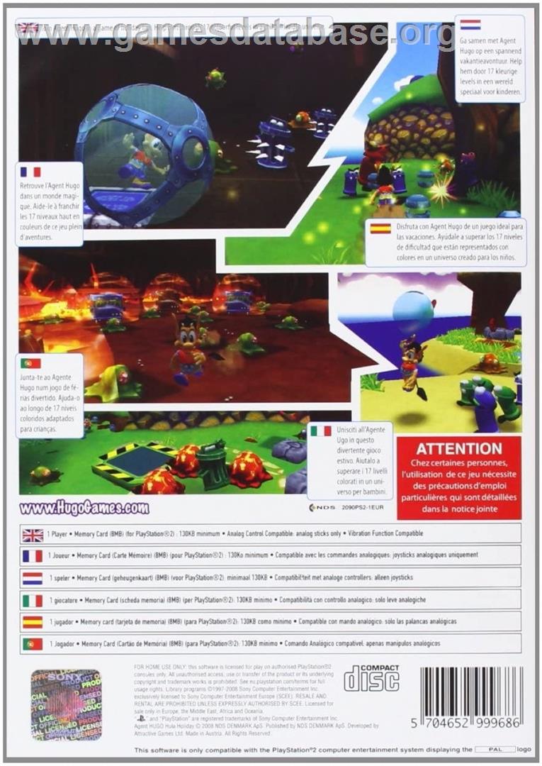 Agent Hugo - Hula Holiday - Sony Playstation 2 - Artwork - Box Back