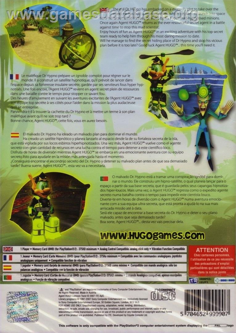 Agent Hugo - Lemoon Twist - Sony Playstation 2 - Artwork - Box Back