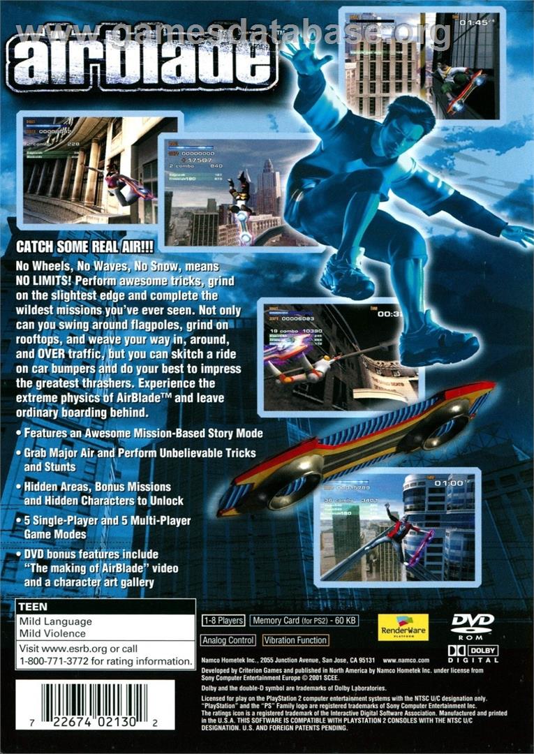Airblade - Sony Playstation 2 - Artwork - Box Back