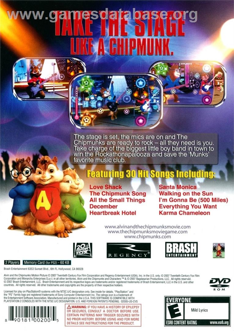 Alvin and the Chipmunks - Sony Playstation 2 - Artwork - Box Back