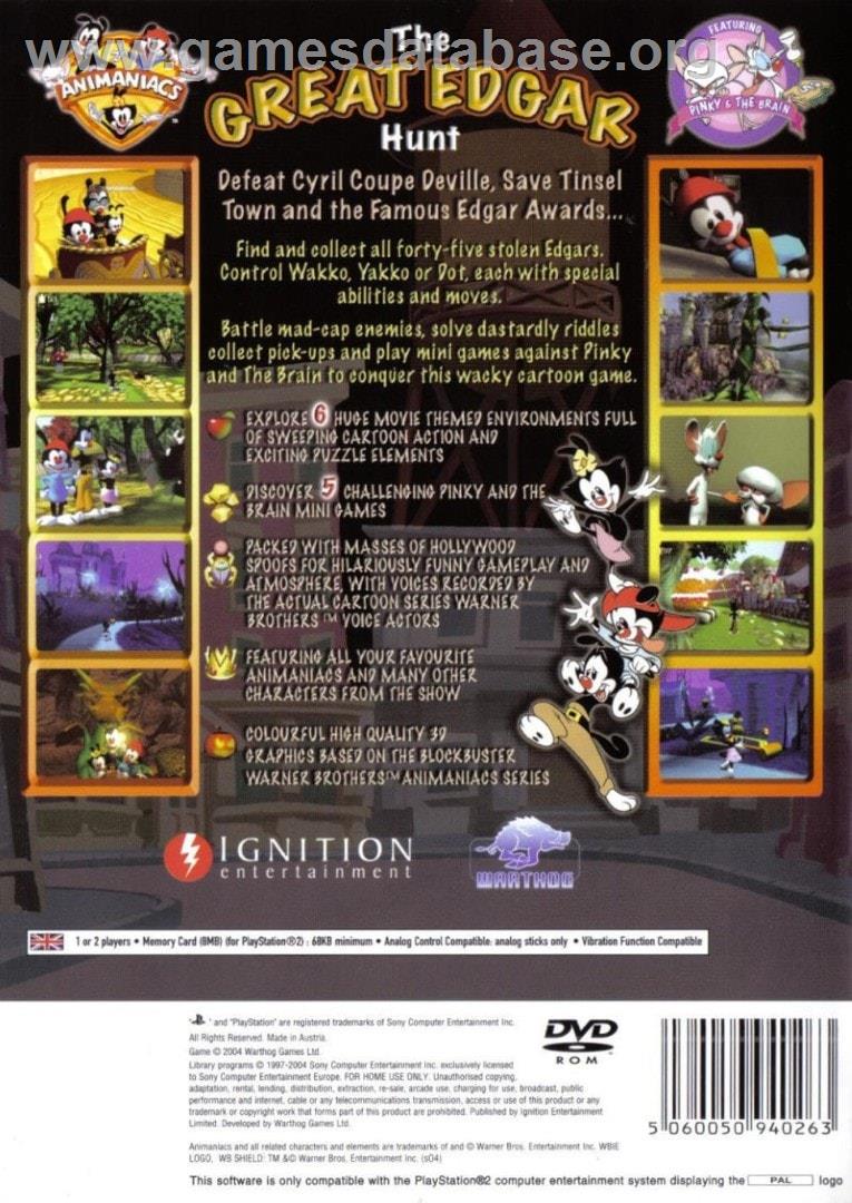 Animaniacs - The Great Edgar Hunt - Sony Playstation 2 - Artwork - Box Back