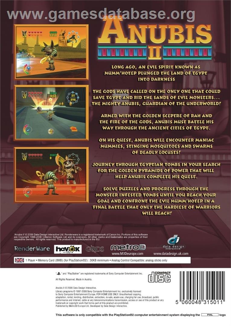 Anubis 2 - Sony Playstation 2 - Artwork - Box Back