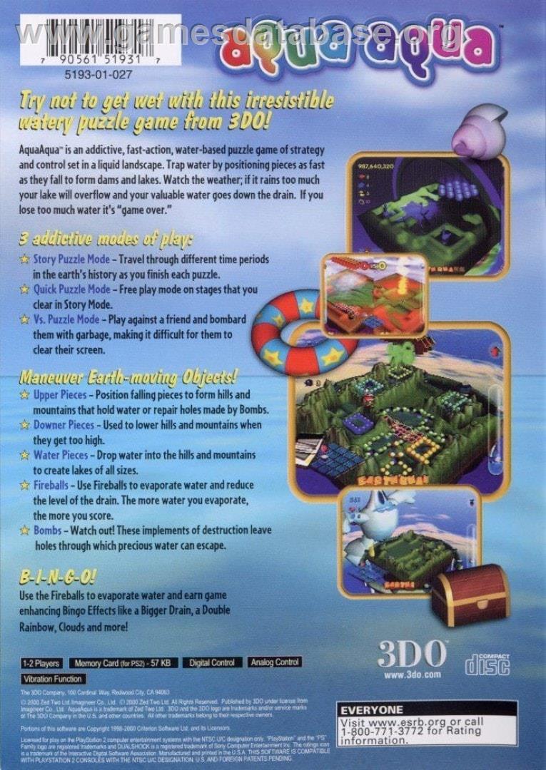 Aqua Aqua - Wetrix 2 - Sony Playstation 2 - Artwork - Box Back
