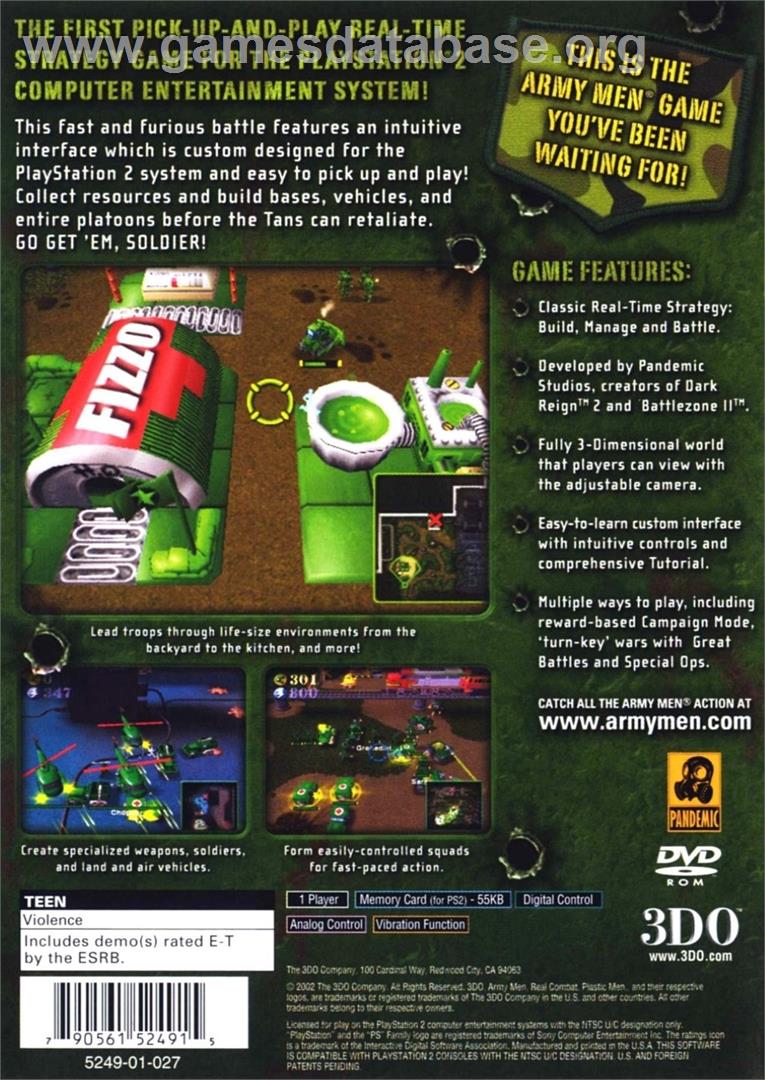 Army Men - RTS - Sony Playstation 2 - Artwork - Box Back