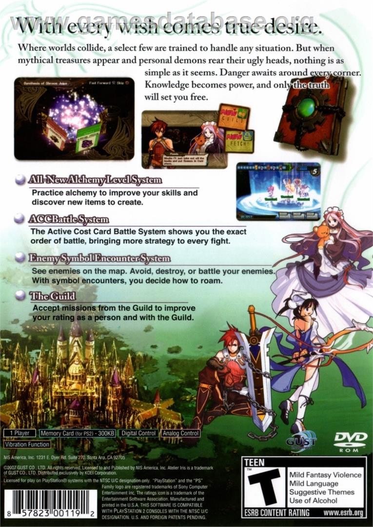 Atelier Iris 3 - Grand Phantasm - Sony Playstation 2 - Artwork - Box Back