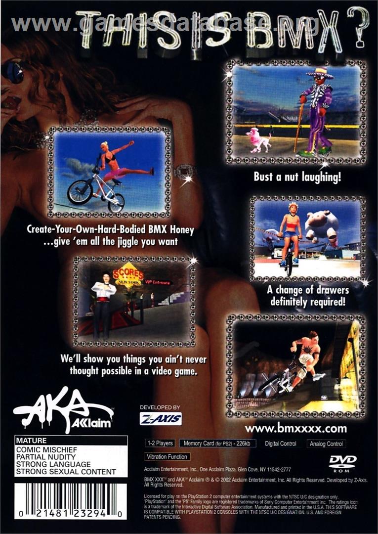 BMX XXX - Sony Playstation 2 - Artwork - Box Back