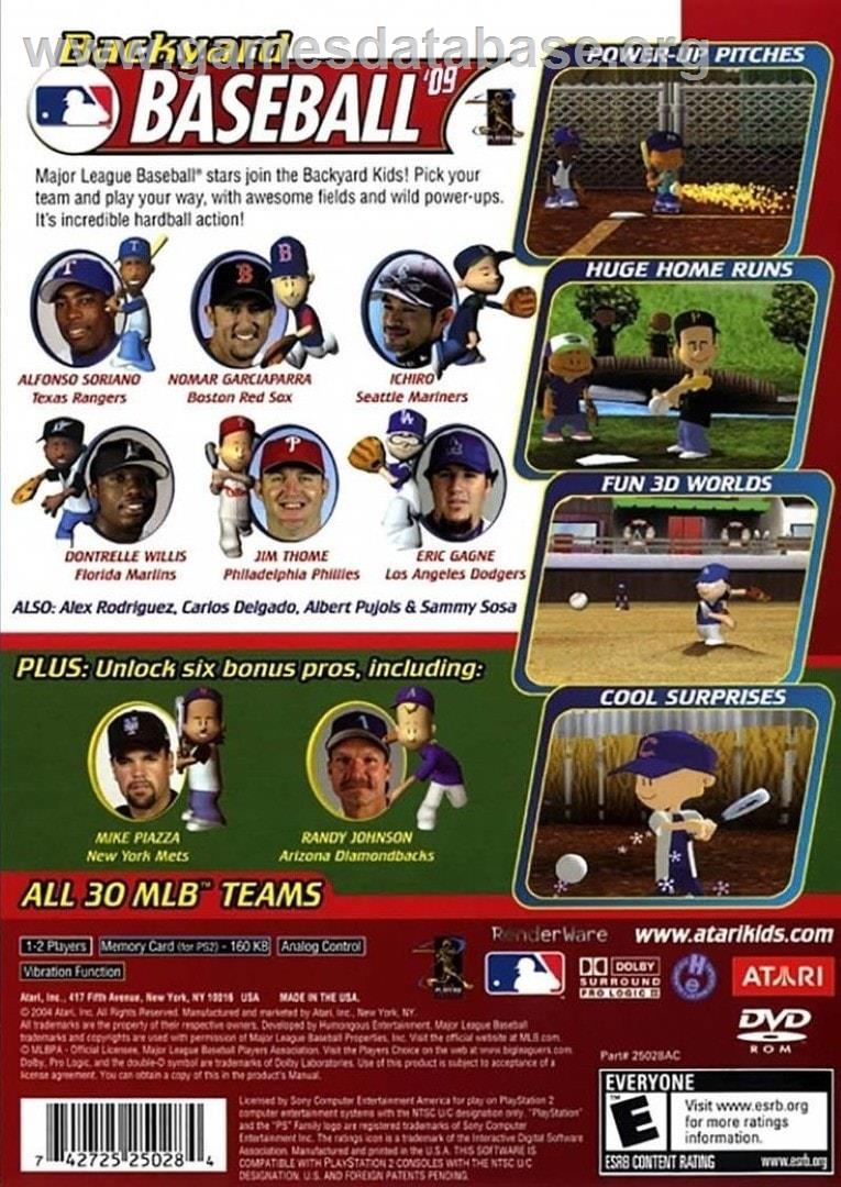 Backyard Baseball '09 - Sony Playstation 2 - Artwork - Box Back