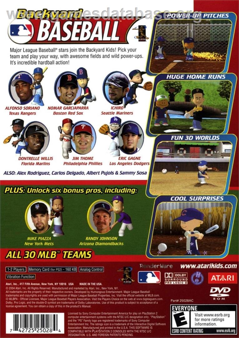 Backyard Baseball - Sony Playstation 2 - Artwork - Box Back